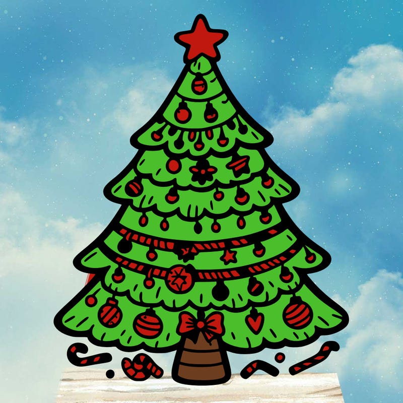 christmas tree with lots of details