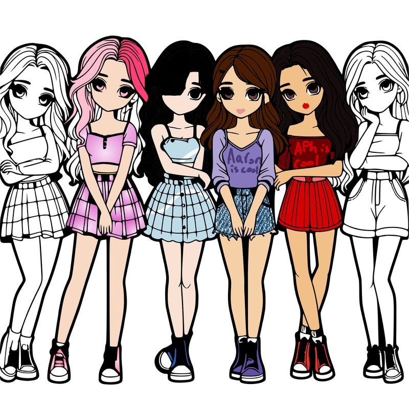 a group of girls realistic