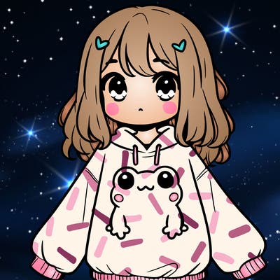 girl wearing frogging sweatshirt