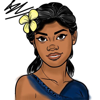 a realistic polynesian woman with a samoan pacific look and a taupou