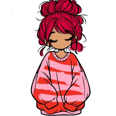 girl with baggy sweatshirt and messy bun