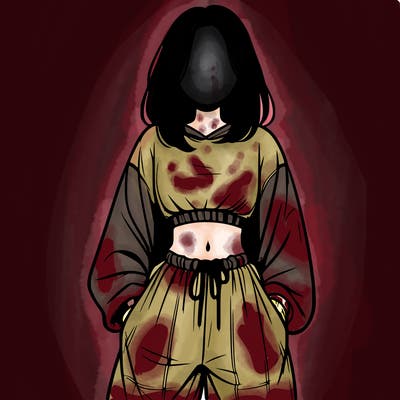 realistic girl faceless with baggy pants and a crop top