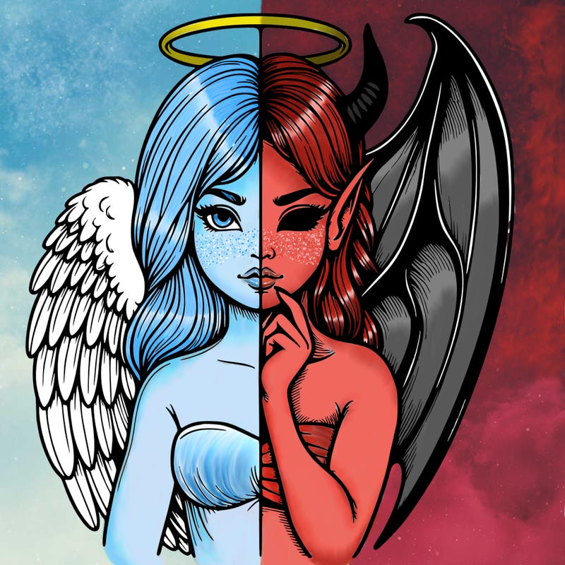realistic angel half demon