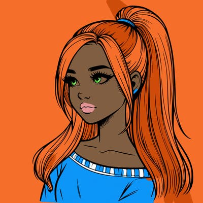 realistic girl with a high ponytail