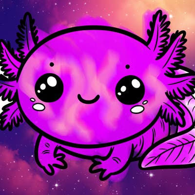 axolotl with big eyes happy smile wiggly gills