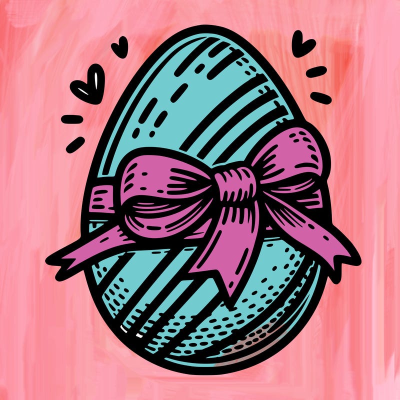 large chocolate egg with ribbon