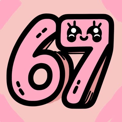 the numbers 67