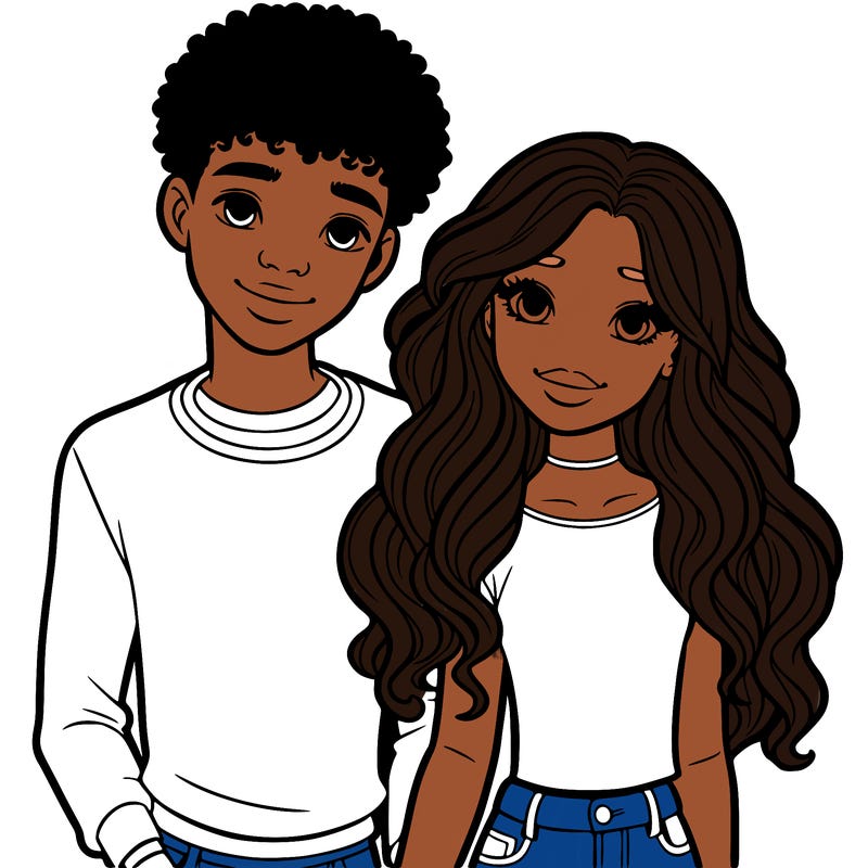 black girl and white boy teen couple