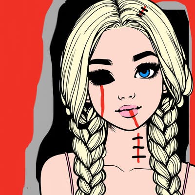 realistic girl with braids