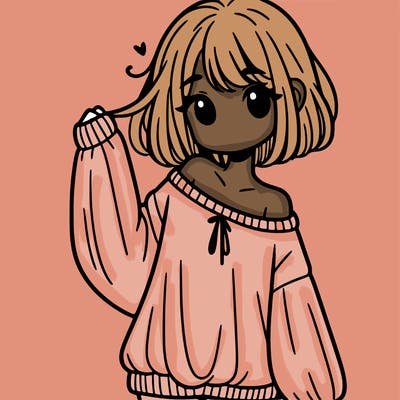 girl in baggy sweater hanging off her shoulder