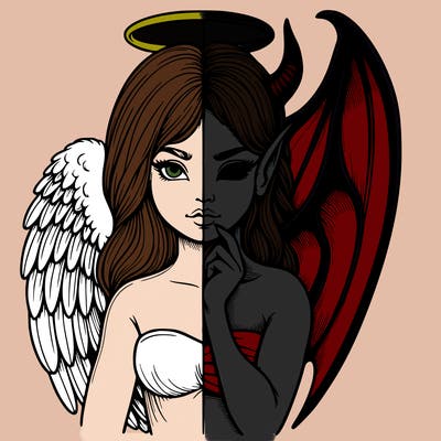 realistic angel half demon