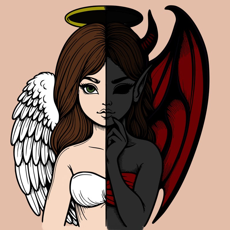 realistic angel half demon