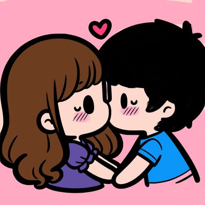 a girl and a boy kissing