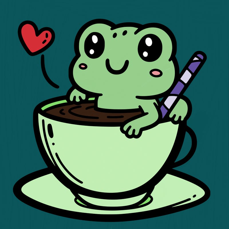 cute frog in a tea cup