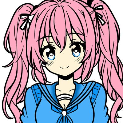 female anime character with 2 ponytails