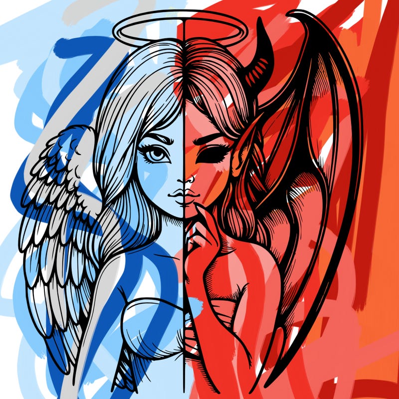 realistic angel half demon