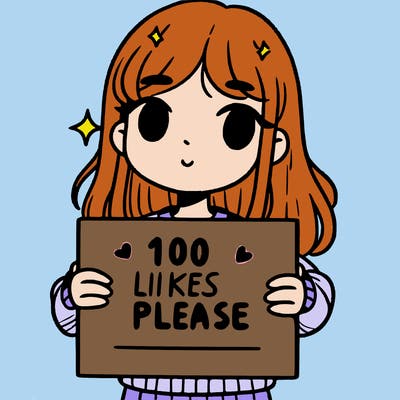 a girl holding up a sign saying 100 likes please
