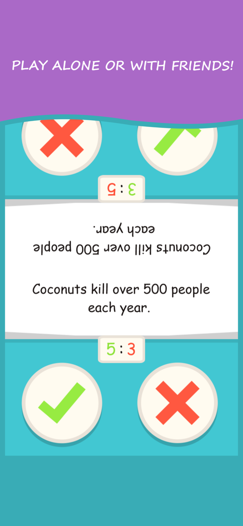 True or False? Trivia Quiz - Modo multijugador de pantalla dividida para el Juego de Preguntas Verdadero o Falso