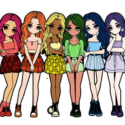 a group of girls realistic