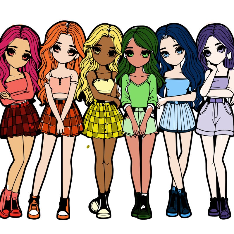 a group of girls realistic