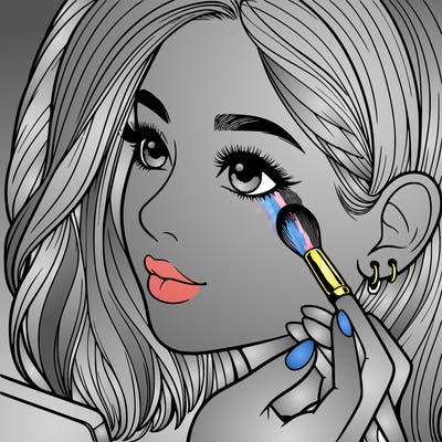 a realistic girl doing her makeup