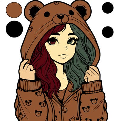 realistic girl in a animal pjs hoodie