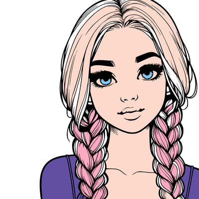 realistic girl with braids