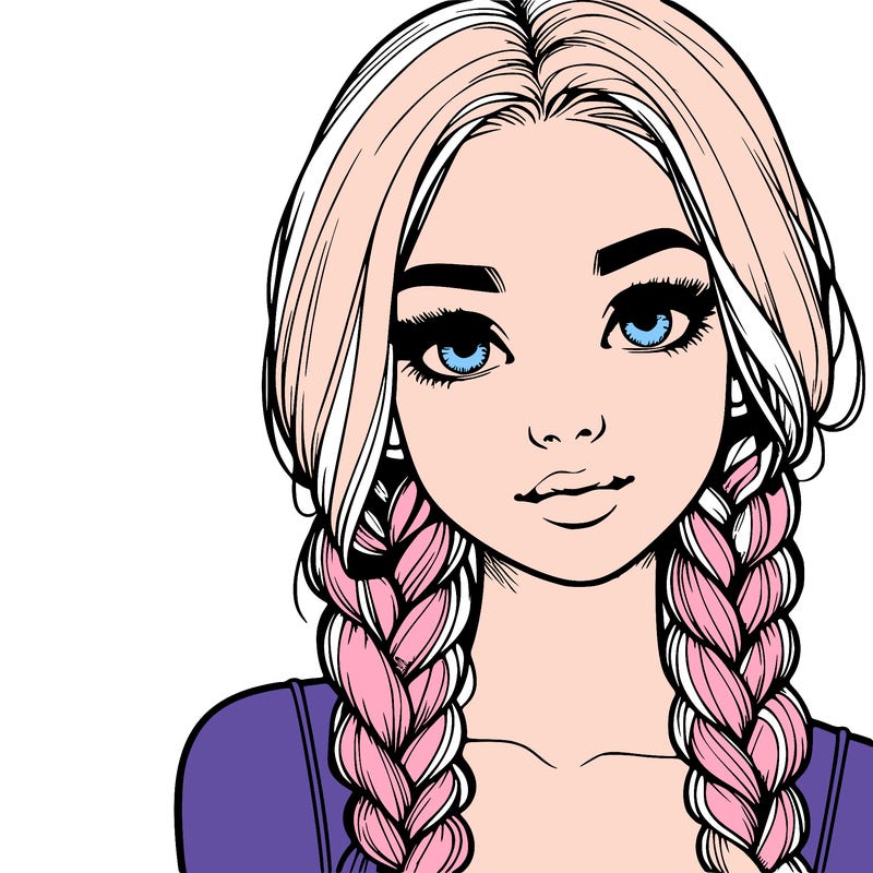 realistic girl with braids