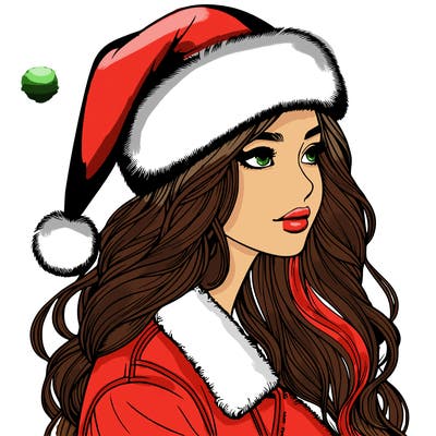 realistic girl in santa hat