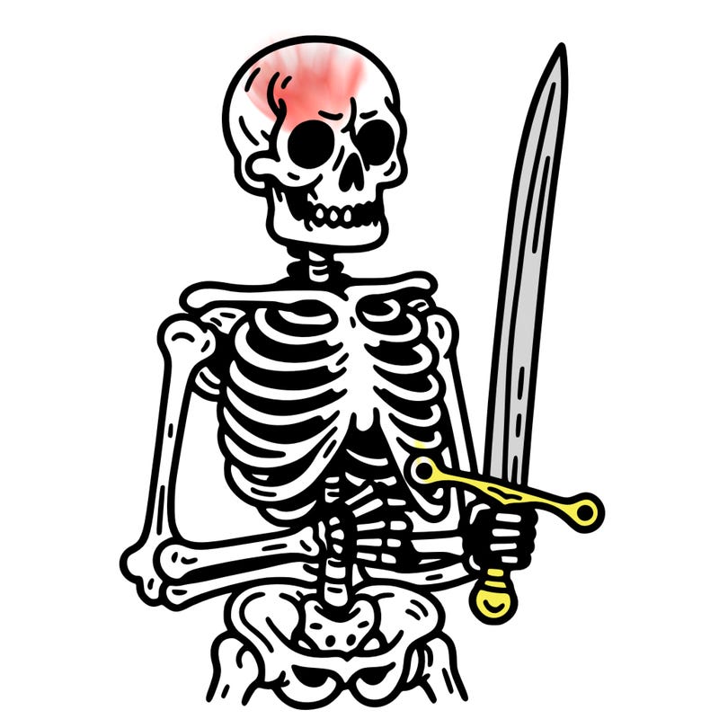 skeleton holding sword