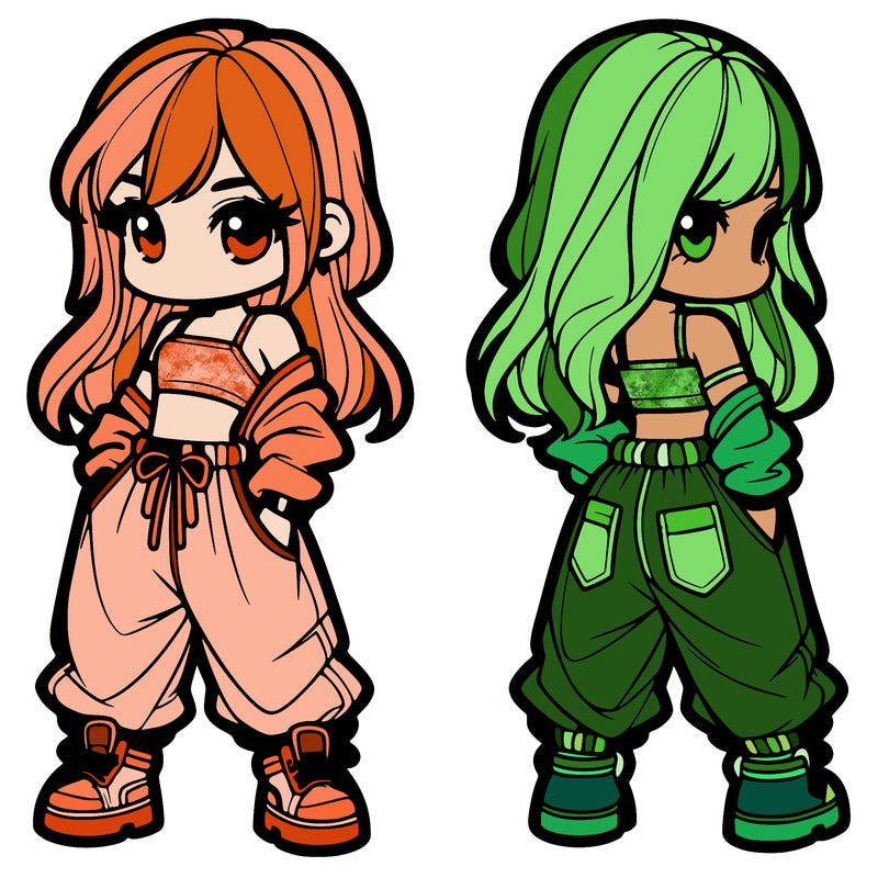 girl in crop top and baggy pants