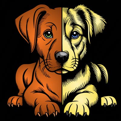 realistic dog split picture