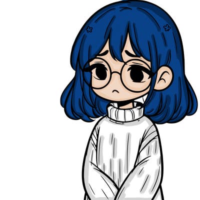 sad girl with glasses in a sweater