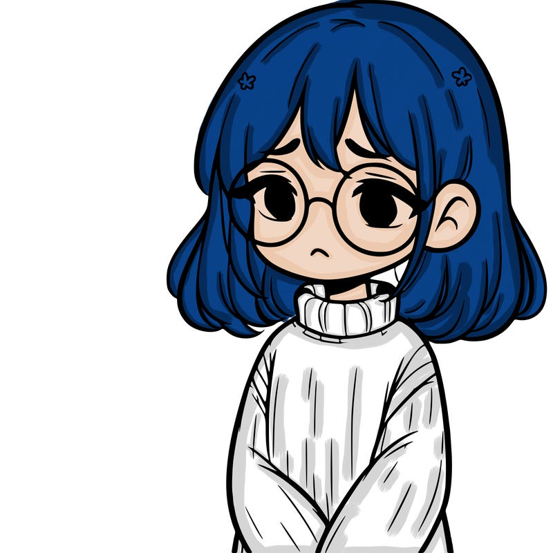 sad girl with glasses in a sweater