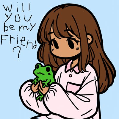 girl with long hair and a oversized shirt. and she is holding a frog