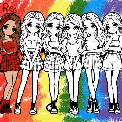 a group of girls realistic