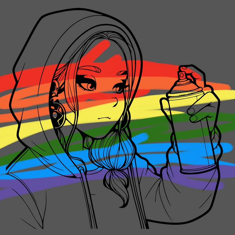 a realistic girl, spray painting