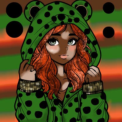 realistic girl in a animal pjs hoodie