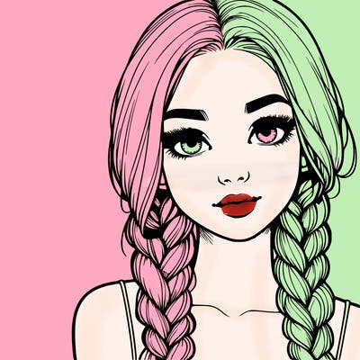 realistic girl with braids