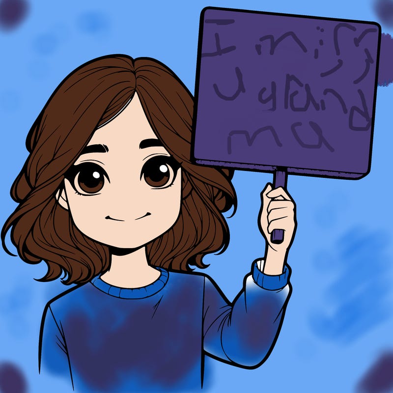 realistic girl holding up a sign