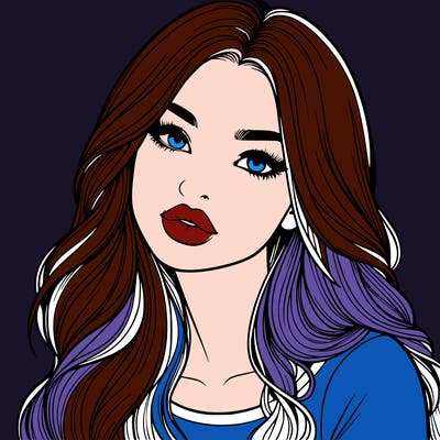 realistic girl with hair on her hair and lips