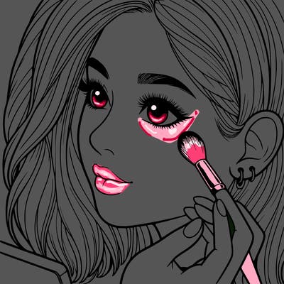 a realistic girl doing her makeup