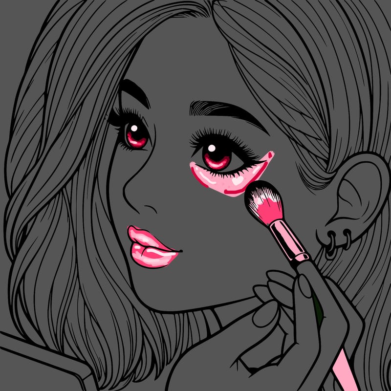 a realistic girl doing her makeup