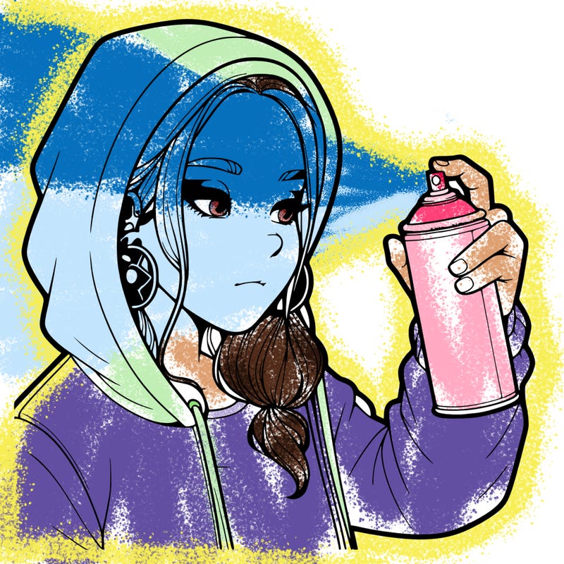 a realistic girl, spray painting