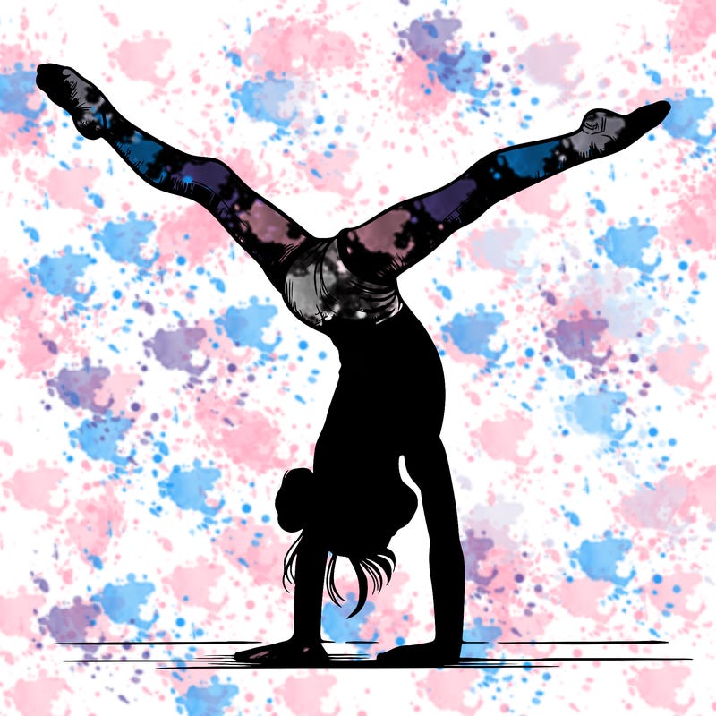 realistic gymnastic hand stand girl in four splits