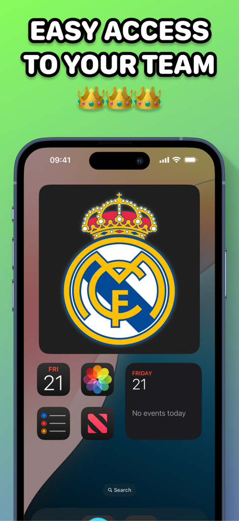 Balltime Soccer Widget - Real Madrid Fußballteam-Widget auf einem iPhone-Homescreen