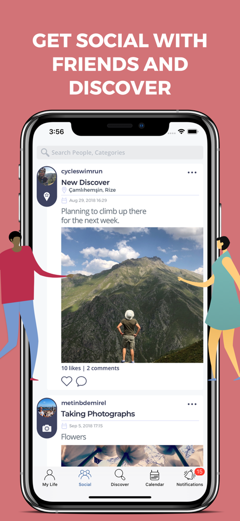 Logg: Personal Journal & Diary - Logg app social journal interface showing a feed of user activity logs with photos and comments