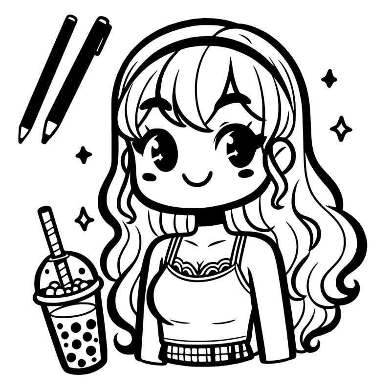 a cute girl with a tank top and boba