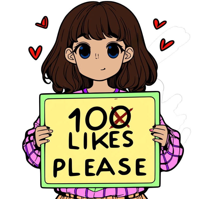 a girl holding a sign saying 100 likes please