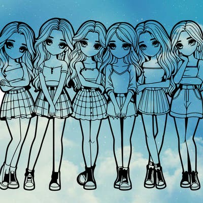 a group of girls realistic